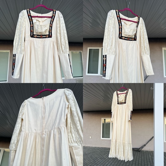 Authentic 1970s Vintage Gunne Sax Lace Embroidered Rose Prairie Dress - Picture 13 of 17
